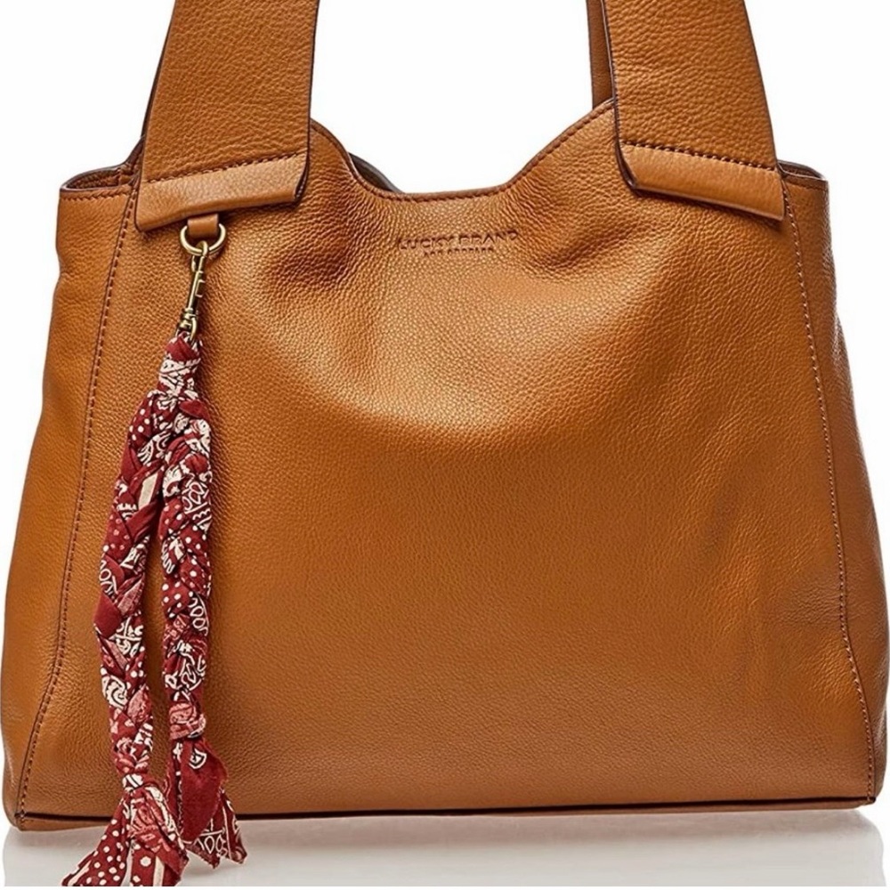 LUCKY BRAND Leather Beri Handbag Tote Topanga Tan Cognac Brown Caramel